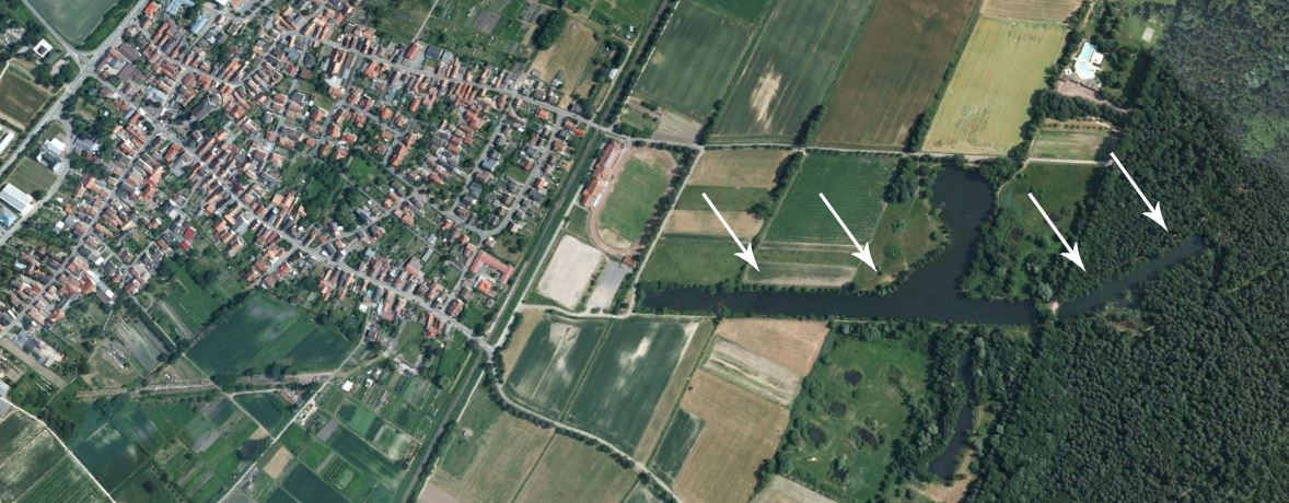 Luftaufnahme des Panzergrabens - heute