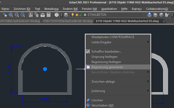 Stollen in GStarCAD zeichnen